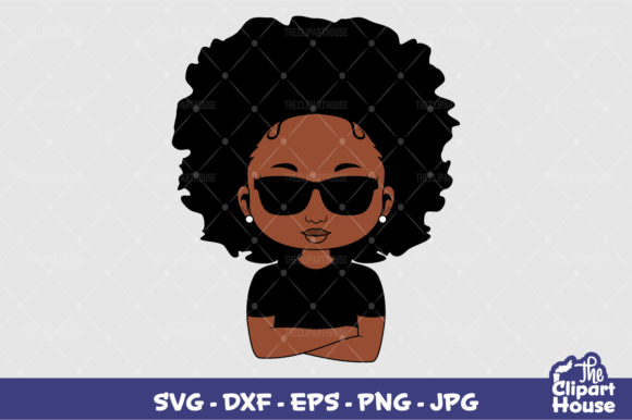 Arms Crossed Sunglasses Afro Girl Graphics for Crafts