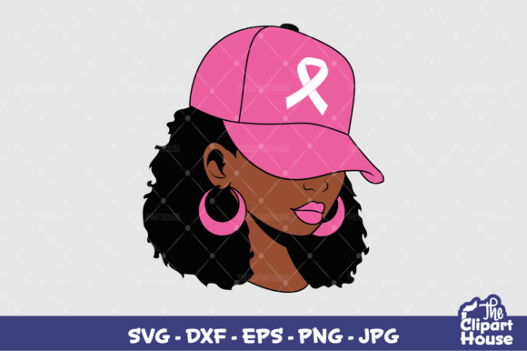 Breast Cancer Black Woman Cap Graphics for Crafts