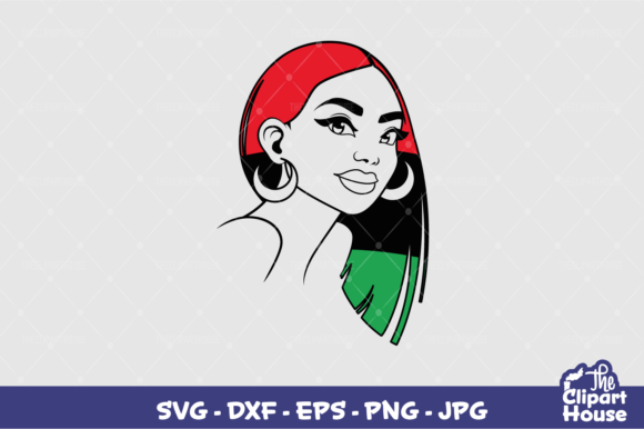 Juneteenth Long Hair Black Woman Graphics for Crafts