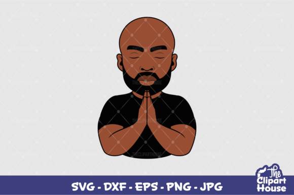 Praying Bald Black Man Graphics for Crafts