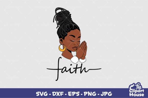 Praying Hands Black Locs Woman Faith Graphics