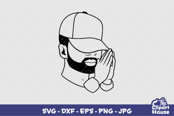 Praying Hands Black Man Outline Graphics for Crafts